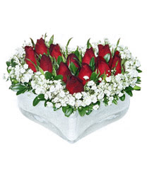  Kırklareli İnternetten çiçek siparişi  mika kalp içerisinde 9 adet kirmizi gül