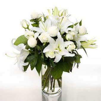  Kırklareli uluslararası çiçek gönderme  1 dal cazablanca 7 adet beyaz gül vazosu