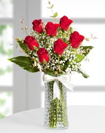 Cam vazoda 7 adet kırmızı gül  Kırklareli çiçek servisi , çiçekçi adresleri 