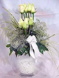  Kırklareli çiçek yolla  9 adet vazoda beyaz gül - sevdiklerinize çiçek seçimi